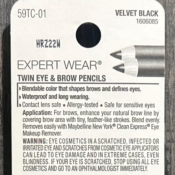 💞 New Maybelline Expert Wear Twin Eye & Brow Pencils in Velvet Black - Picture 5 of 7